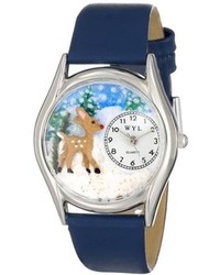 Whimsical Watches S1220002 Christmas Reindeer Royal Blue Leather Watch