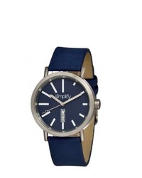 Simplify 0406 The 400 Blue Leather Strap Watch