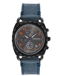 Sperry Top-Sider Watch Chronograph Mariner Navy Blue Leather Strap 40mm 102033