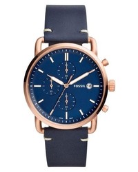 Fossil The Commuter Chronograph Leather Strap Watch