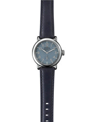 Shinola The Runwell Stainless Steel Slate Watch With Leather Strap 36mm