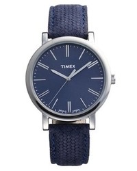 Timex Braid Pattern Leather Strap Watch 38mm Blue