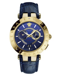 Versace V Race Dual Time Leather Watch