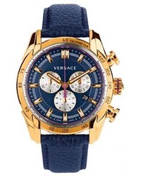 Versace V Ray Gold Tone Navy Chronograph Watch