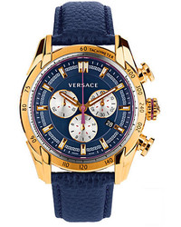 Versace V Ray Goldtone And Navy Chronograph Watch