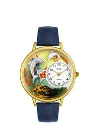 Whimsical Dolphin Theme Navy Blue Leather Watch