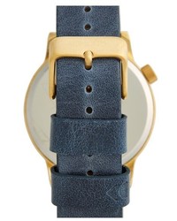 Komono Winston Round Dial Leather Strap Watch 40mm
