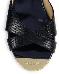 Jimmy Choo Embossed Leather Wedge Sandals
