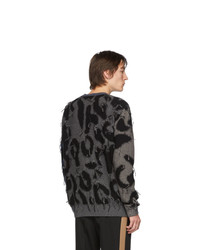 Stella McCartney Navy And Grey Intarsia Leopard Sweater