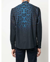 Roberto Cavalli Jaguar Degrade Print Cotton Shirt