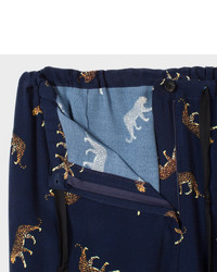 Paul Smith Navy Leopard Print Drawstring Trousers