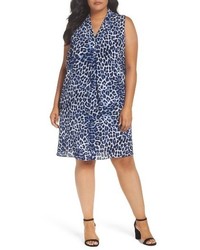 Vince Camuto Leopard Song Inverted Pleat Shift Dress