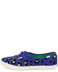Kate Spade New York Keds Leopard Print Canvas Pointer Sneaker Emperor Blue