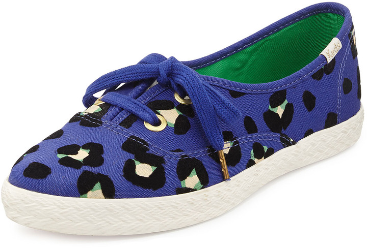 Kate Spade New York Keds Leopard Print Canvas Pointer Sneaker Emperor Blue,  $80 | Neiman Marcus | Lookastic
