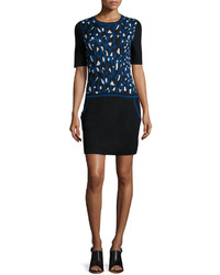 Trina Turk Leopard Print Sweater Dress Royal Blue