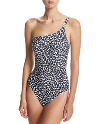 Tory Burch Clouded Leopard One Shoulder One Piece Swimsuit
