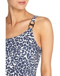 Tory Burch Clouded Leopard One Shoulder Swimsuit