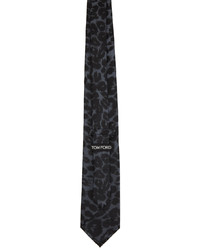 Tom Ford Black Blue Leopard Print Tie