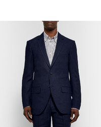 Club Monaco Blue Grant Puppytooth Linen Suit Jacket