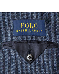 Polo Ralph Lauren Blue Puppytooth Linen And Wool Blend Blazer