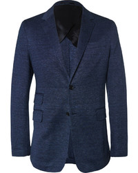 Façonnable Faconnable Navy Cotton And Linen Blend Blazer