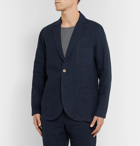 De Bonne Facture Navy Brushed Linen Suit Jacket, $191 | MR PORTER ...