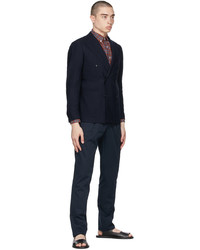 Ring Jacket Navy Cotton Linen Trousers