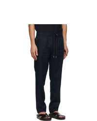 Dolce and Gabbana Navy Linen Dg Patch Jogging Trousers