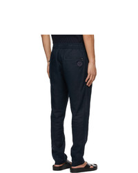Dolce and Gabbana Navy Linen Dg Patch Jogging Trousers