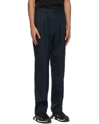 Dolce & Gabbana Navy Linen Pleated Trousers
