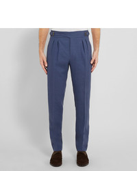 Anderson & Sheppard Pleated Linen Trousers