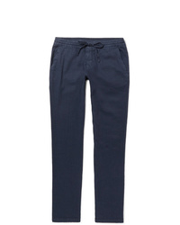 Loro Piana Slim Fit Stretch Linen And Cotton Blend Drawstring Trousers