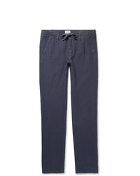Hartford Troy Slim Fit Linen Chambray Drawstring Trousers