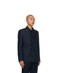 Dolce and Gabbana Navy Linen Double Breasted Blazer