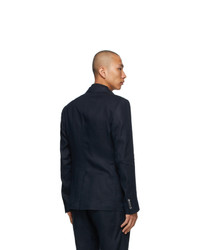Dolce and Gabbana Navy Linen Double Breasted Blazer