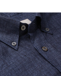 Canali Button Down Collar Linen Shirt