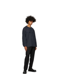 Homme Plissé Issey Miyake Navy Linen And Cotton Shirt