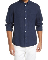 Billy Reid Tuscumbia Standard Fit Linen Shirt In Midnight Blue At Nordstrom