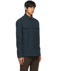Loro Piana Blue Linen Silk Overshirt Jacket