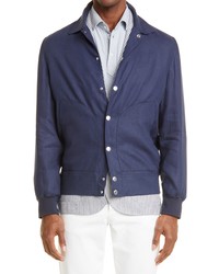 Brunello Cucinelli Linen Shirt Jacket In C2264 Blue At Nordstrom