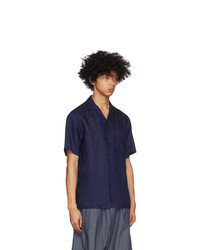 Blue Blue Japan Indigo Linen Open Spread Collar Shirt