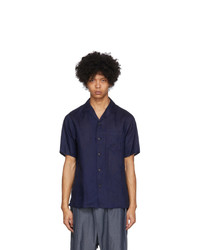 Blue Blue Japan Indigo Linen Open Spread Collar Shirt