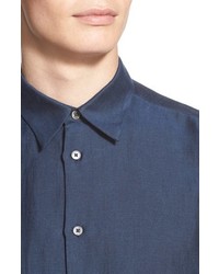 Paul Smith Ps Extra Trim Fit Short Sleeve Linen Blend Shirt