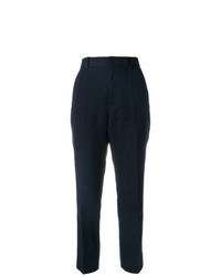 Navy Linen Tapered Pants