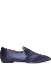 The Row Alys Satin Loafers Navy