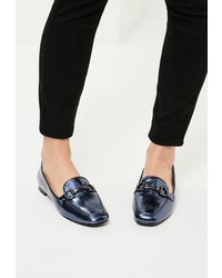 Missguided Blue Buckle Detail Loafers
