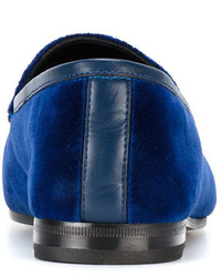 Gucci Blue Velvet Jordaan Loafers