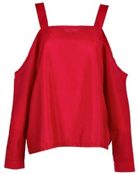 Boohoo Marlaine Long Sleeve Strappy Open Shoulder Blouse