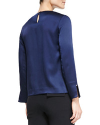 Long Sleeve Half Button Front Blouse