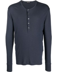 Tom Ford Half Button Long Sleeve T Shirt